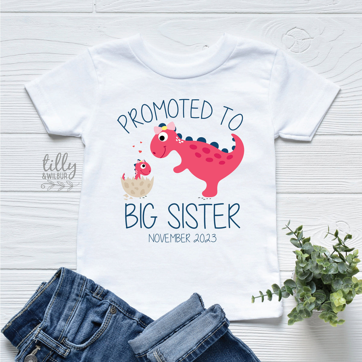 Big Sister T-Shirt, Promoted To Big Sister T-Shirt, Big Sister Shirt, I&#39;m Going To Be A Big Sister, Pregnancy Announcement, Dinosaur Tee