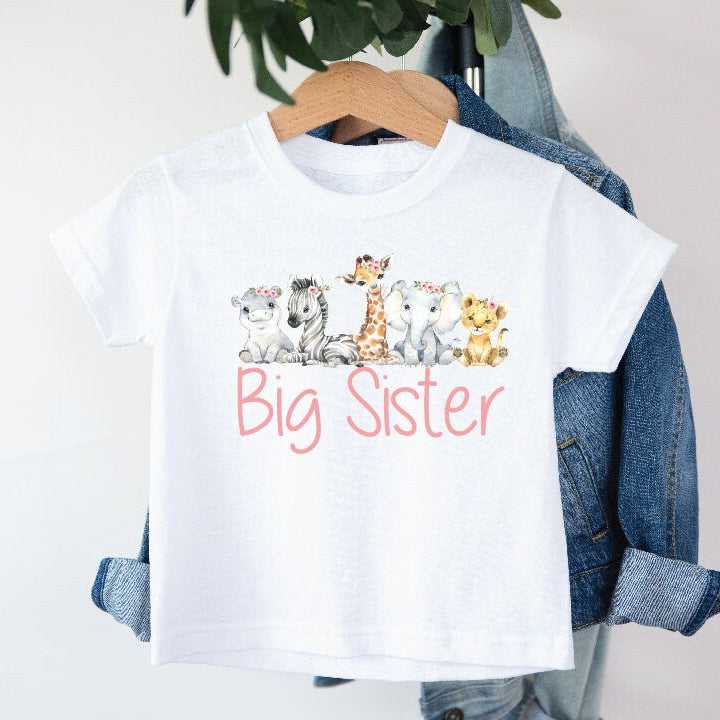 Big Sister T-Shirt, Baby Safari Animals, Promoted To Big Sister Shirt, Big Sis Tee, Pregnancy Announcement, I'm Going To Be A Big Sister