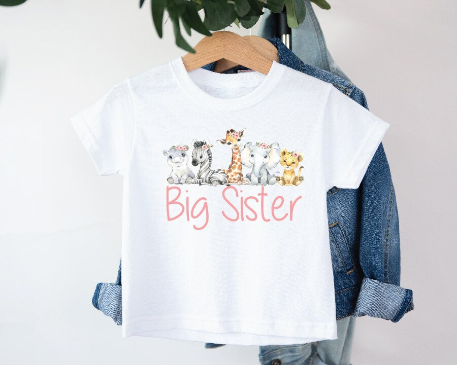 Big Sister T-Shirt, Baby Safari Animals, Promoted To Big Sister Shirt, Big Sis Tee, Pregnancy Announcement, I'm Going To Be A Big Sister