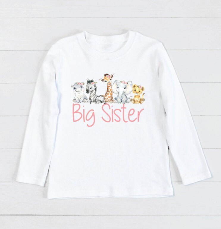 Big Sister T-Shirt, Baby Safari Animals, Promoted To Big Sister Shirt, Big Sis Tee, Pregnancy Announcement, I&#39;m Going To Be A Big Sister