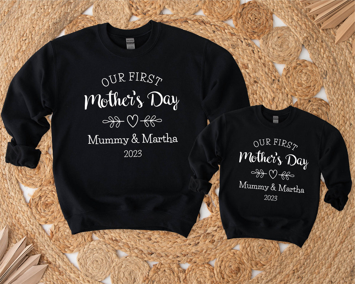 Our First Mother&#39;s Day 2023 Matching Sweatshirts, Mother And Baby Mother&#39;s Day Jumpers, Mummy &amp; Me Matching Outfits, 1st Mother&#39;s Day Gift