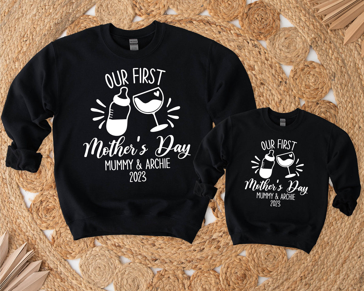 Our First Mother&#39;s Day 2023 Matching Sweatshirts, Mother And Baby Mother&#39;s Day Jumpers, Mummy &amp; Me Matching Outfits, 1st Mother&#39;s Day Gift