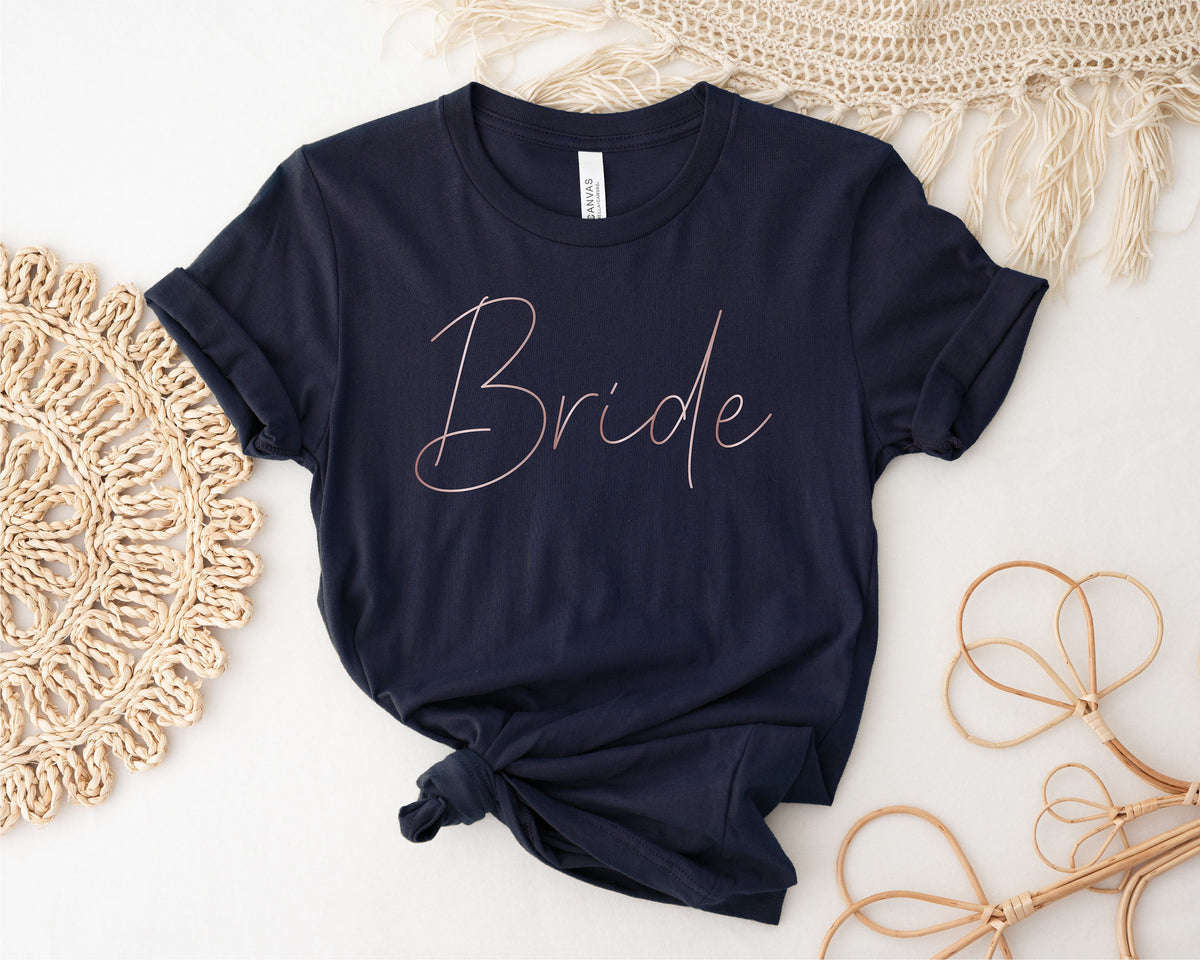 Bride T-Shirt, Wife T-Shirt, New Bride, Mrs Shirt, Engagement T-Shirt, Bridal Gift, Wedding Gift, Just Married T-Shirt, Wedding T-Shirt,NAVY