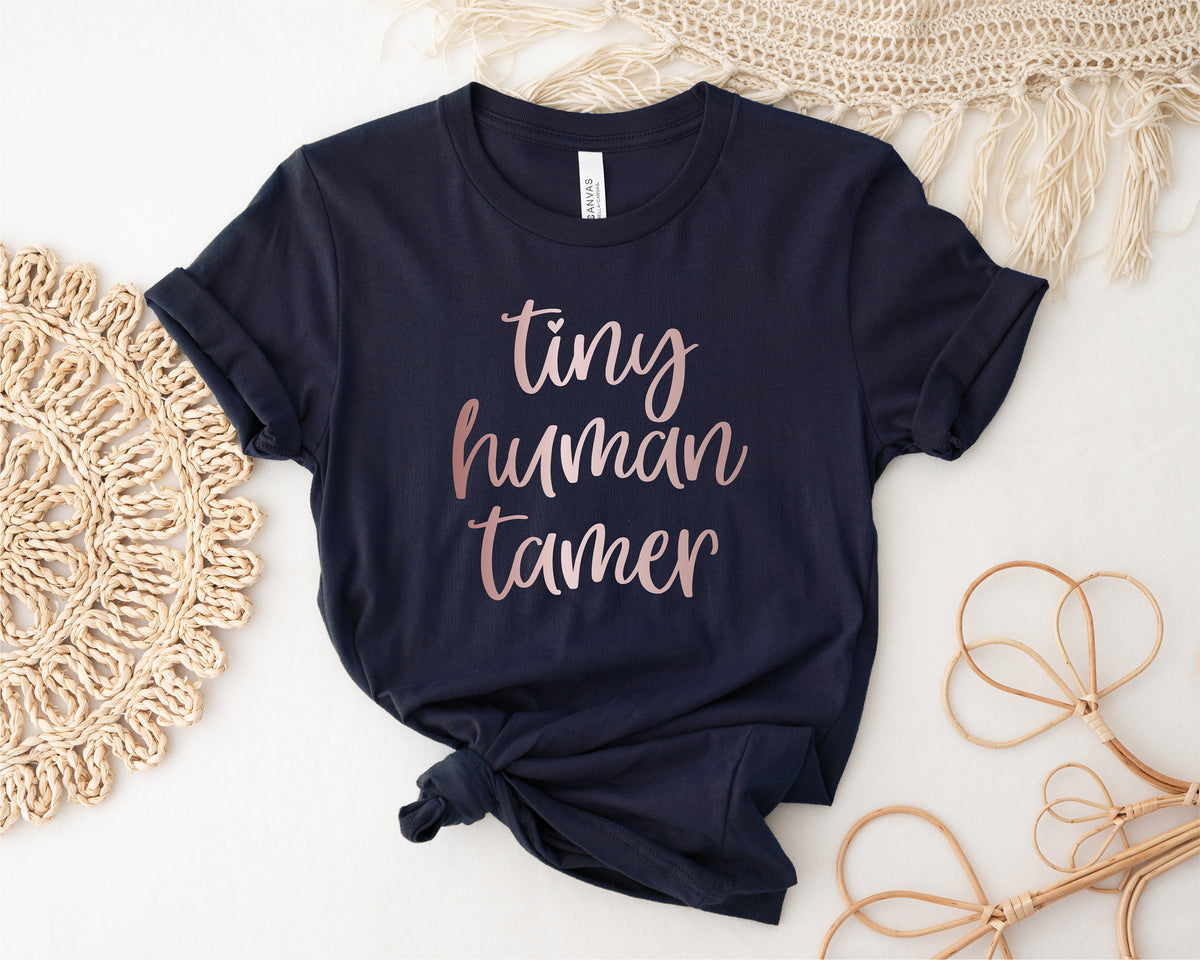 Funny Mum T-Shirt, Tiny Human Tamer T-Shirt, Funny Teacher T-Shirt, Parenting T-Shirt, Mother&#39;s Day, Mum T-Shirt, Funny Mum Gift, NAVY