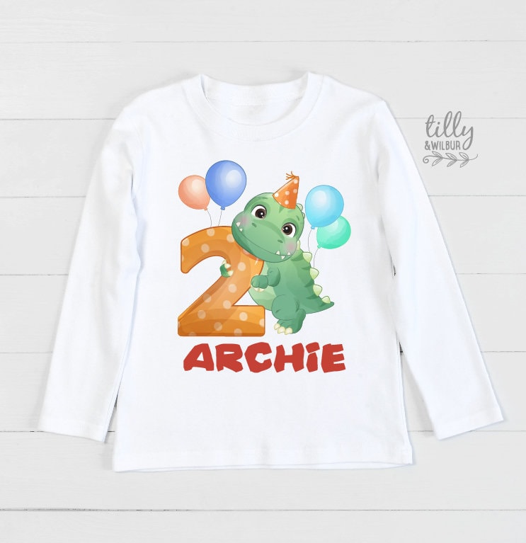 2nd Birthday T-Shirt, Second Birthday T-Shirt, Personalised 2nd Birthday T-Shirt, 2nd Birthday Gift, 2 Birthday Gift, Dinosaur Cake Smash