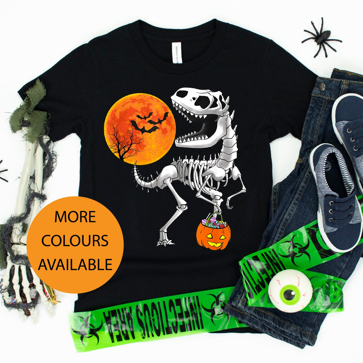 Halloween T-Shirt, Dinosaur T-Shirt, Dinosaur Skeleton T-Shirt, Dinosaur Halloween T-Shirt, Fancy Dress T-Shirt, Halloween Gift