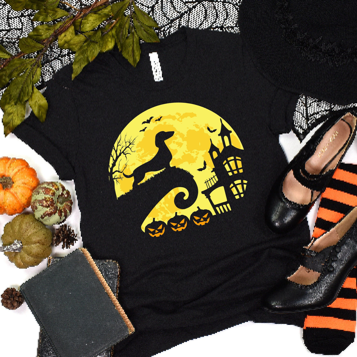 Dachshund Halloween T-Shirt, Halloween T-Shirt With Sausage Dog, Women's Fancy Dress Shirt, Halloween Outfit, Girls Dog Shirt, Halloweiner