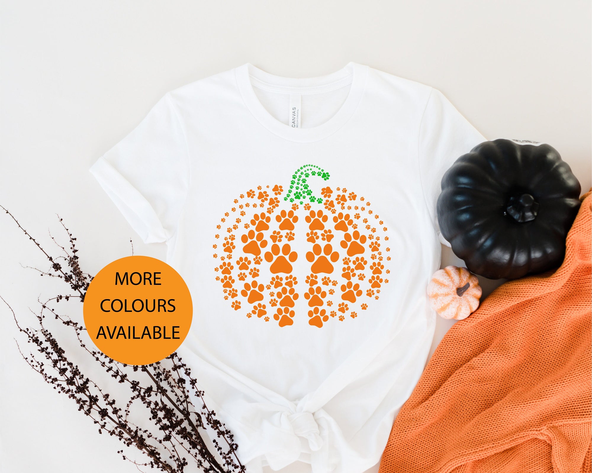 Paw Print Pumpkin Halloween T-Shirt, Pumpkin T-Shirt, Dogs Lover Halloween T-Shirt, Cat Lover Halloween T-Shirt, Pumpkin T-Shirt, Paw Prints