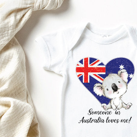 Someone In Australia Loves Me, Australian Baby Gift, Australiana Gift, Koala Baby Gift, Aussie Overseas Gift, Newborn Baby Gift, Baby Shower