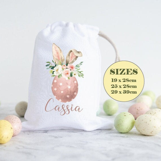 Personalised Easter Egg Hunt Bag, Easter Sack, Multiple Sizes, Cotton Bags, Drawstring Bags, Easter Gift, Easter Gift Bag, Easter Keepsake