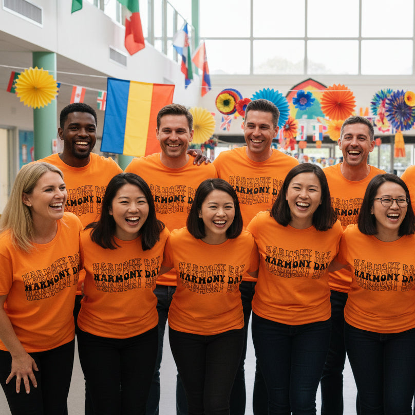 Harmony Day T-Shirt, Harmony Day - 21st March, Orange Harmony Day T-Shirt, Everyone Belongs, School T-Shirt, Babies, Kids, Womens And Mens