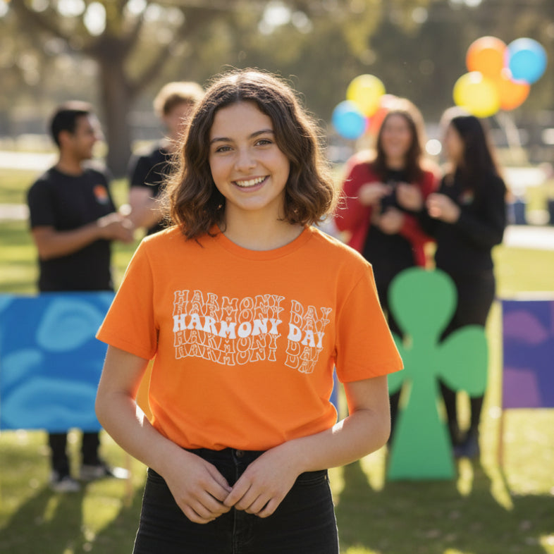 Harmony Day T-Shirt, Harmony Day - 21st March, Orange Harmony Day T-Shirt, Everyone Belongs, School T-Shirt, Babies, Kids, Womens And Mens