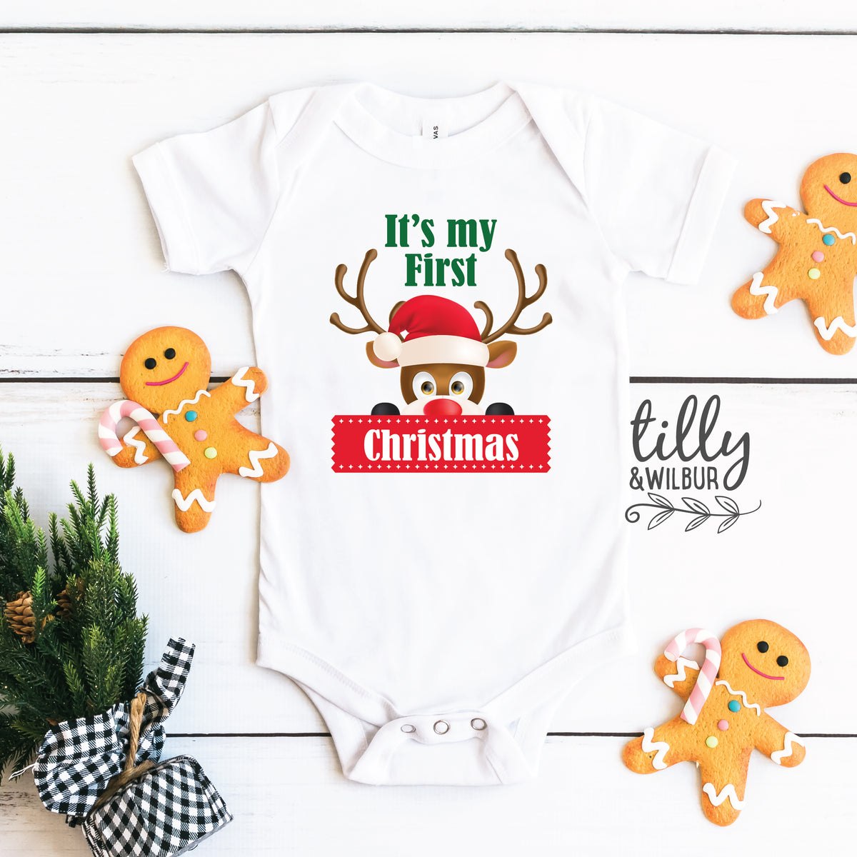 It&#39;s My First Christmas Baby Boy Bodysuit